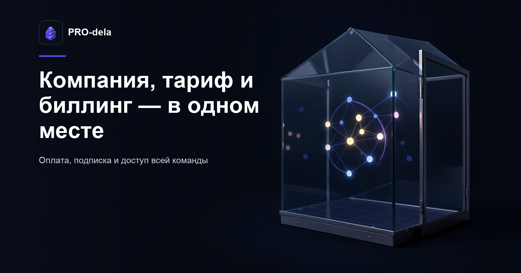 Компания в PRO-dela: программа для проектной команды с тарифом и биллингом